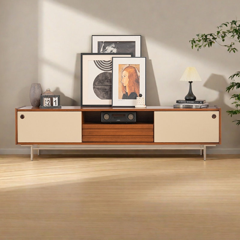 Meuble télé avec tablette ouverte Retro Wood, H 19,68 po x L 86,61 po x l 15,75 po