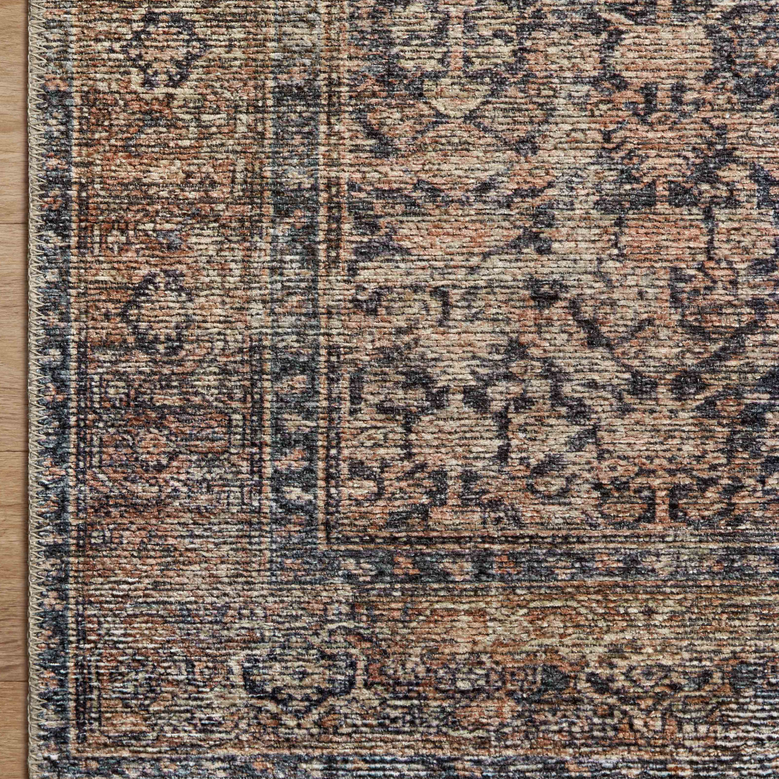 Billie Oriental Ink / Salmon Area Rug, Rectangle 2'3" x 3'9"