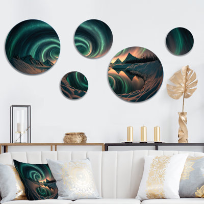 Ensemble de 5 décorations murales aurores boréales magiques IV