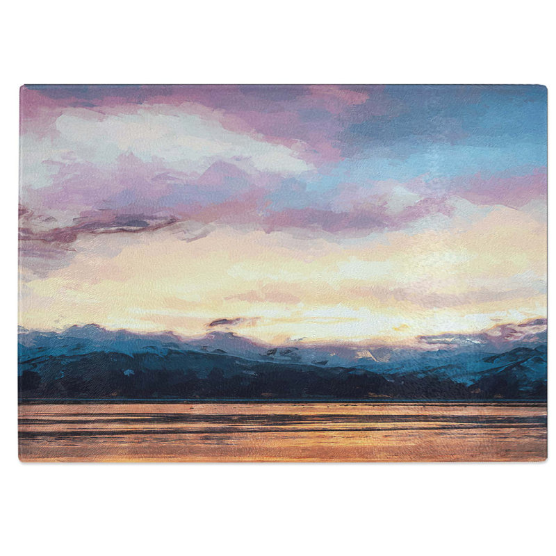 Tempered Glass Clouds Above the Mountains Chopping Board, 39 cm W x 28.5 cm L