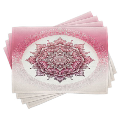 Polyester Magenta White Grey Yellow Rectangle Placemat