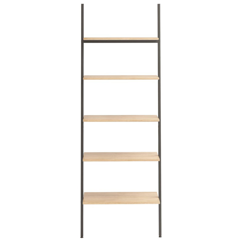 Casselton 185.5cm H x 64cm W Manufactured Wood;Steel Ladder Bookcase, Natural/Black