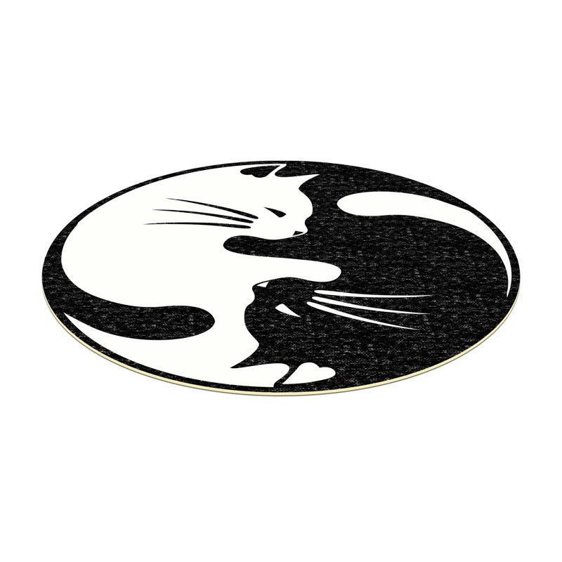 Premium Round Area Rug, Black & White, 63.0 x 63.0 inches | 100% Polyester, 1200 g/m² | Non-Slip Leather Sole, Antibacterial, Anti Allergic, Machine Washable at 30°C | Easy Care Fabric for Modern Homes