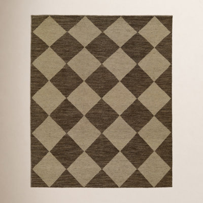 Winnie Brown Tan Hand-Knotted Geometric Wool Rug