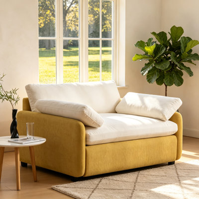Fauteuil simple surdimensionné 50 * 43 en chenille, siège large et profond pour un confort ultime, fauteuil rembourré moderne avec coussins pour le salon et l’appartement