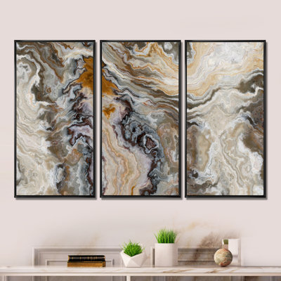 Onyx Détail Composition - Ensemble de 3 reproductions encadrées sur toile