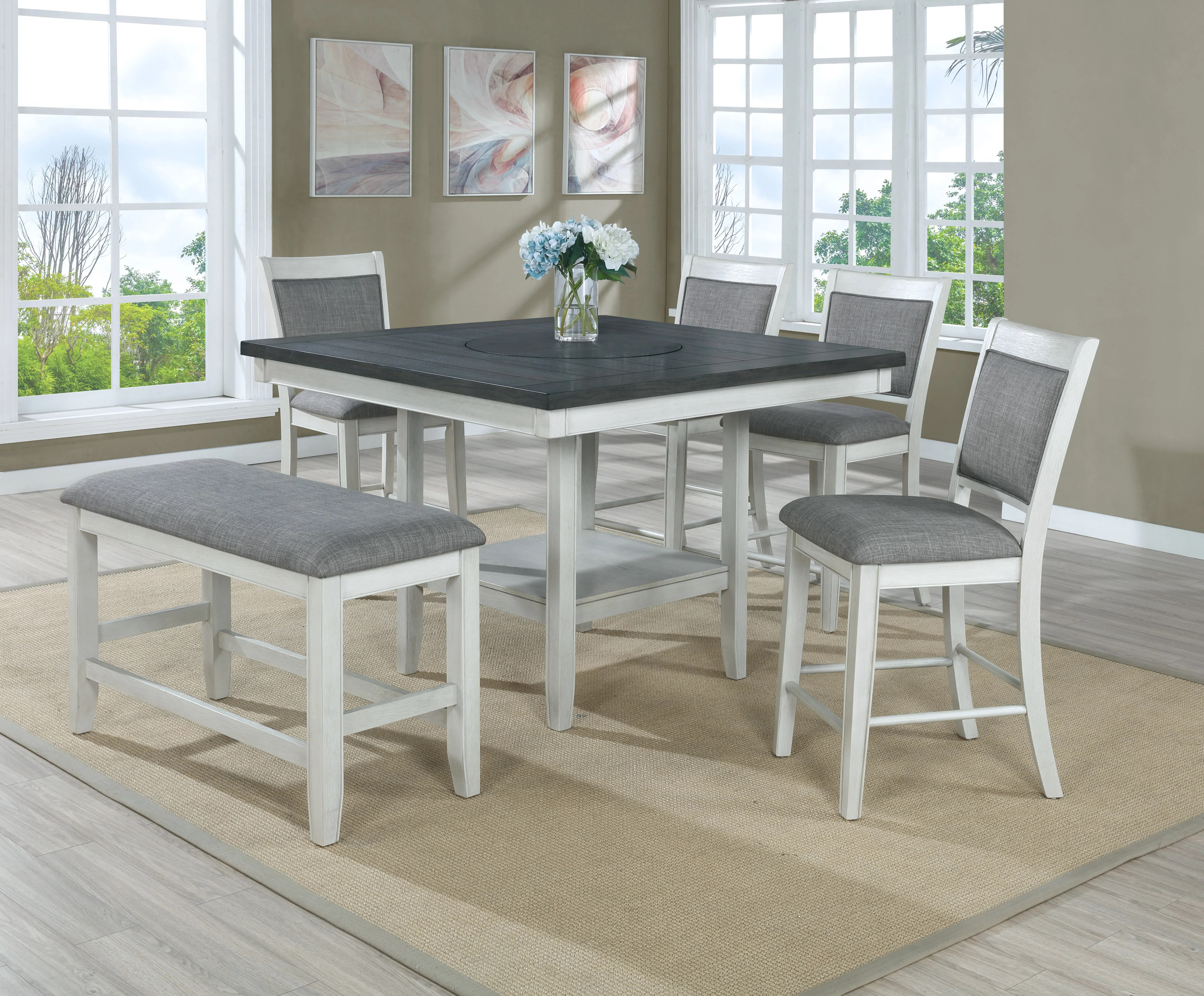 August Grove Farmhouse Counter Height Bar Stool Set (2Pc) With ...