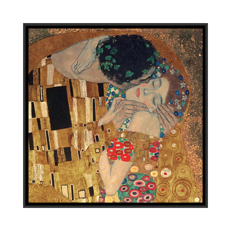 «Il Bacio, Square Détail» par Gustav Klimt, impression sur toile tendue, H 18 po x l 18 po x P 1,5 po, Pas de tapis