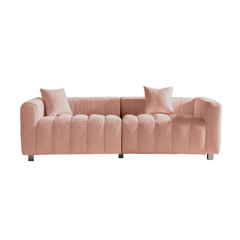 87.4'' Premium Velvet Sofa 3-Seater Loveseat, Pink Velvet