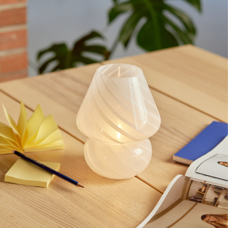 Portable Mini Open Top Glass Mushroom Lamp