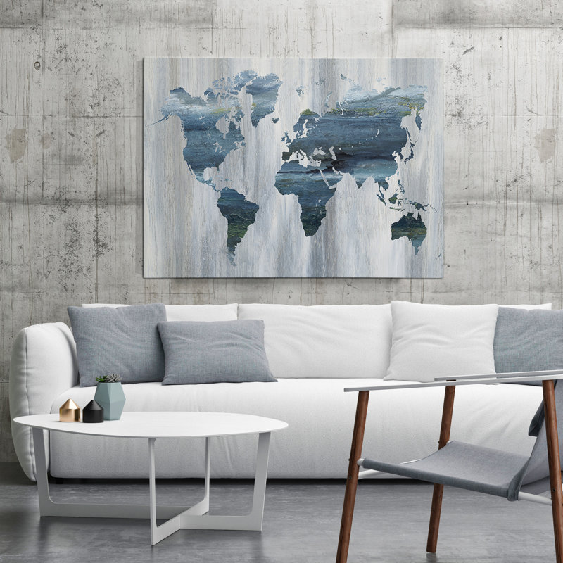 « texture monde map », impression sur toile, H 30 po x l 40 po x P 1,5 po