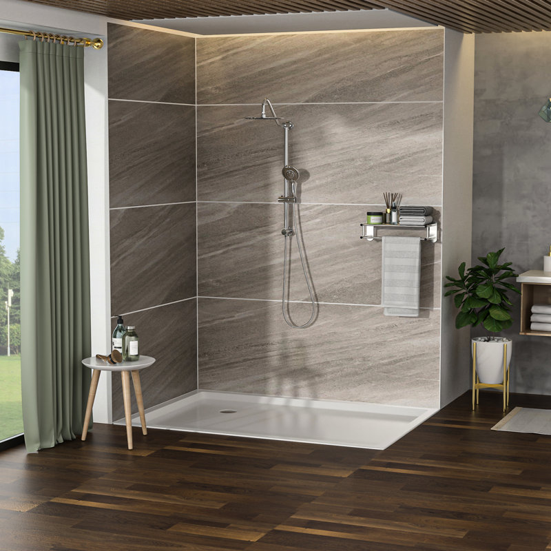Douche 10 pouces - deux têtes, 5 modes de sortie d'eau, fixation murale, kit d'installation en plastique ABS