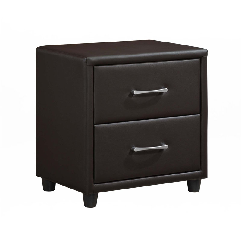 Two Drawers Nightstand, Dark Brown