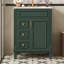 Meuble-lavabo de 24 po avec lavabo en céramique de conception compacte pour petits espaces d'inspiration française avec 2 tiroirs et tablette réglable-129187401