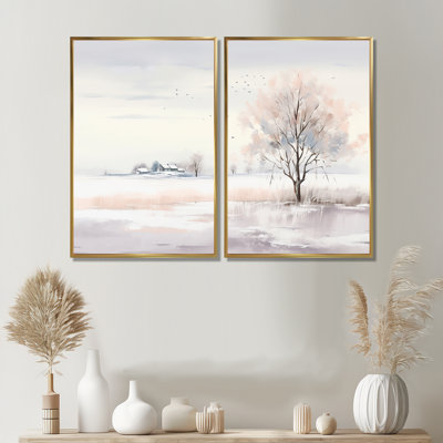 Hiver paysage minimaliste - art mural paysage d'hiver