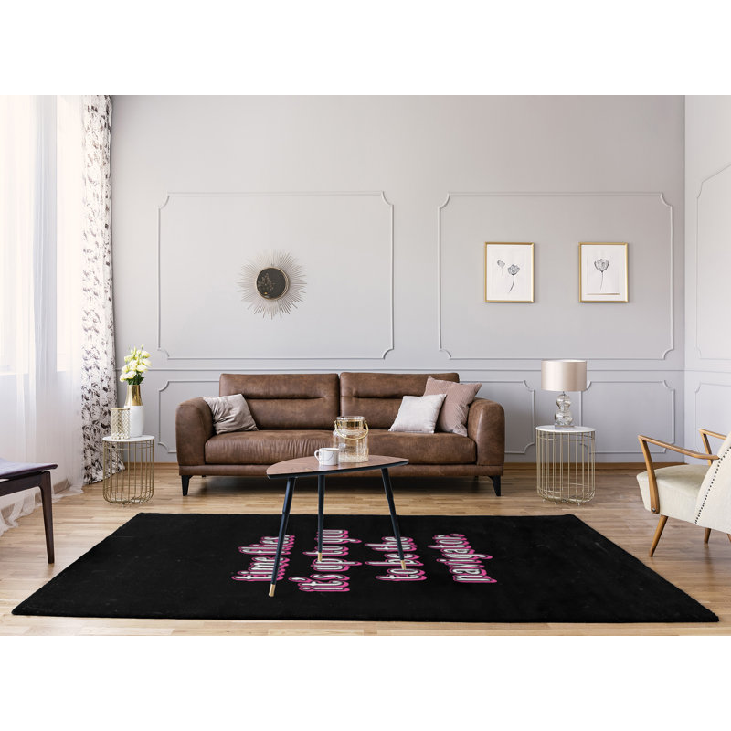 Tapis en chenille de polyester style Quotes, Rectangle 5 pi x 7 pi