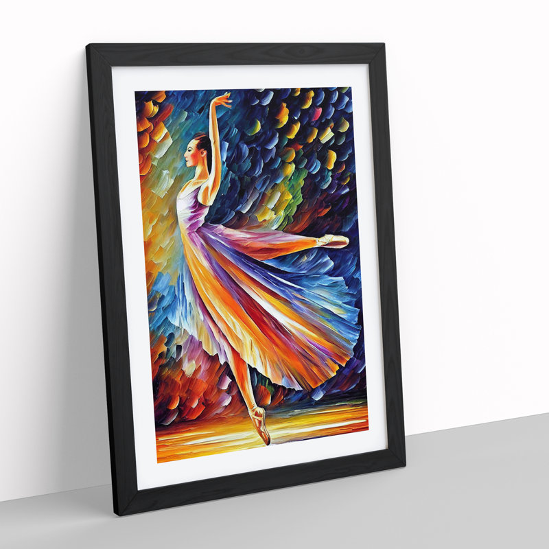 Ballerina Dancer No.5 - Single Picture Frame Painting, 64cm H x 46cm W x 2cm D, Black Framed