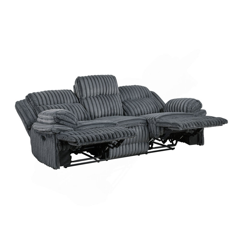 Canapé inclinable double en velours côtelé pour un confort optimal dans le salon, Dark Grey Corduroy