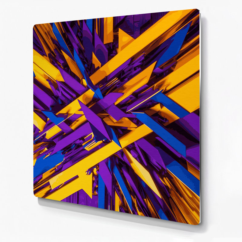 «Geometric Abstraction 20», art mural en métal mauve, H 12 po x l 12 po