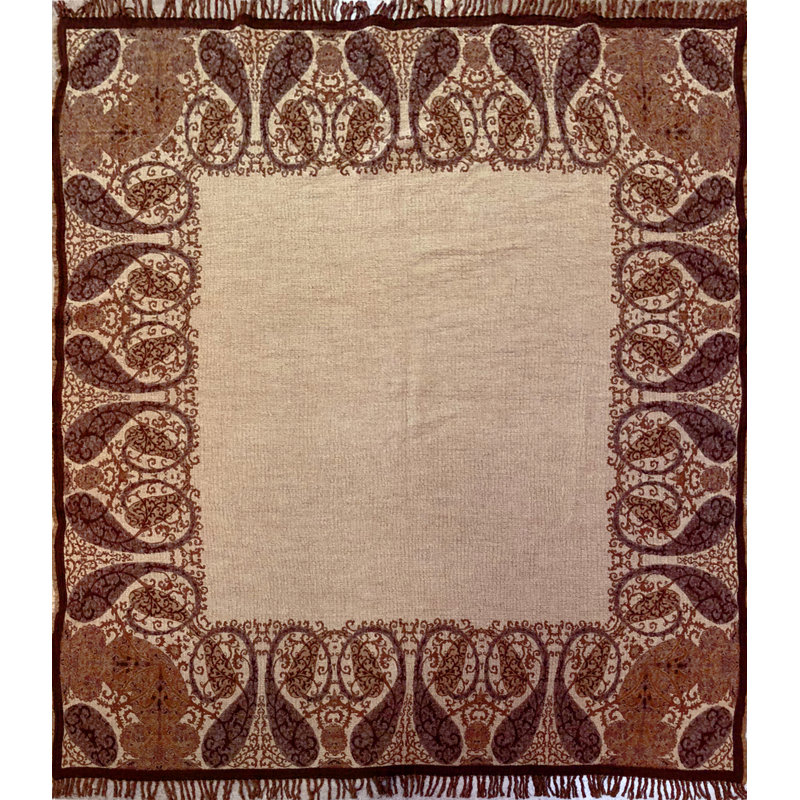 Persian Charm Hand Woven Throw Blanket, Brown/Gold