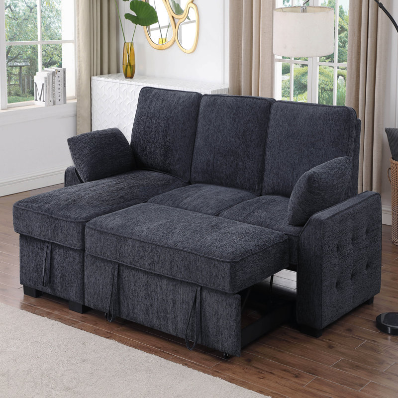 Canapé-lit modulaire réversible en chenille gris anthracite l 91 po Mackenzie