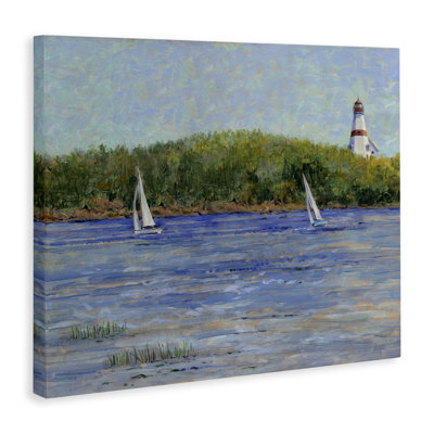 Art mural sur toile, "Phare et voiliers", par Tim Coffey