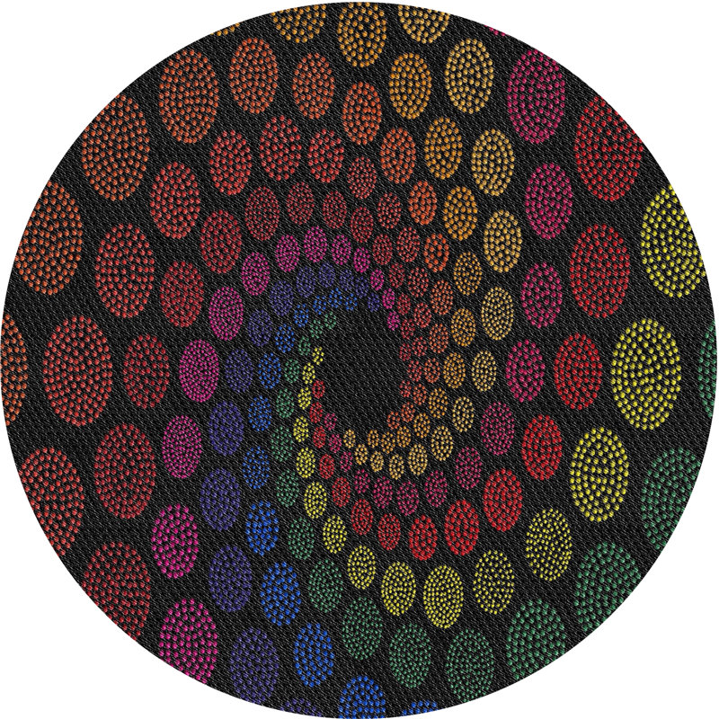 Tapis marron / bleu Power Loom, Rond 5 pi