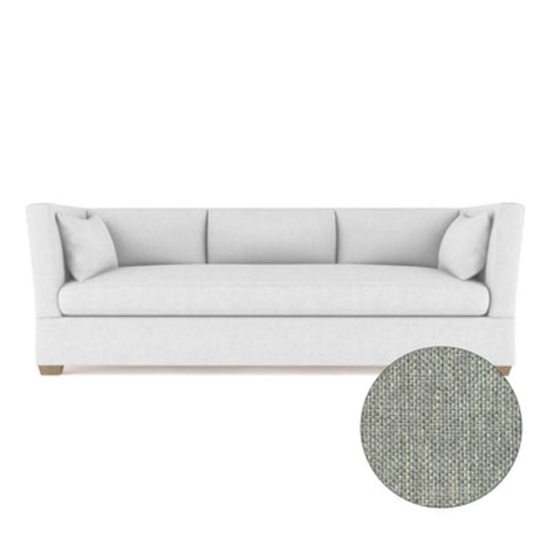 Canapé Rivington, H 31 po x l 108 po x P 37 po, Pebble Weave Linen Haze, Patiné