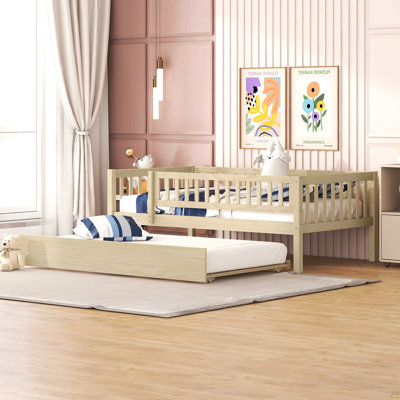 Lit de jour simple en bois avec couchette et garde-corps