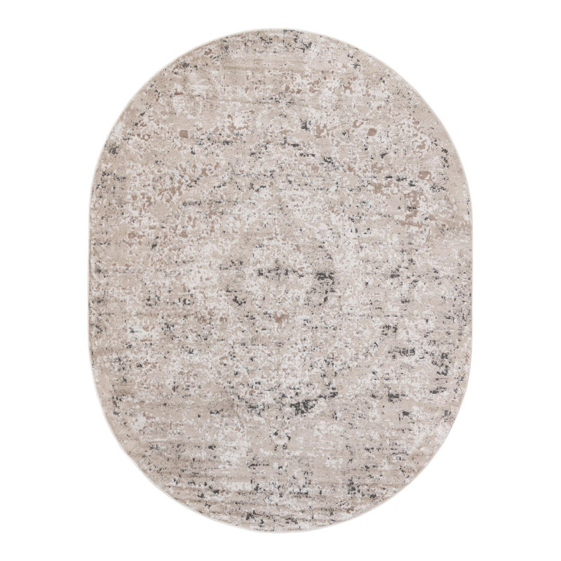 Cantrell Oriental Beige Area Rug, Oval 7'10" x 10'