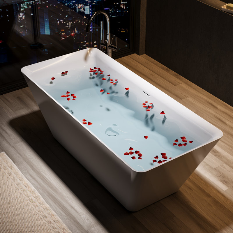 Baignoire de trempage autoportante en acrylique 66 po. X 29,5 po.