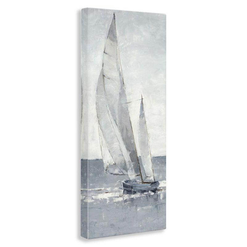 Gris, voilier, art abstrait sur toile par Ethan Harper, H 48 po x l 20 po x P 1,5 po
