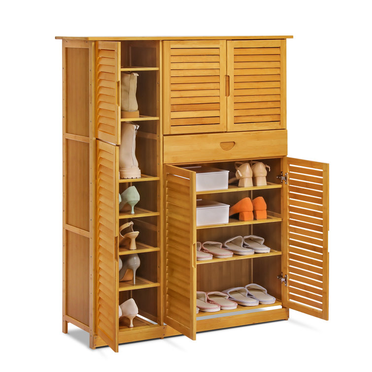 8-Tier Shoe Rack, Wooden Shoe Shelf Shoe Storage Cabinet