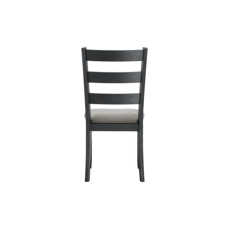 Black Upholstered Ladderback Wood Side Chair