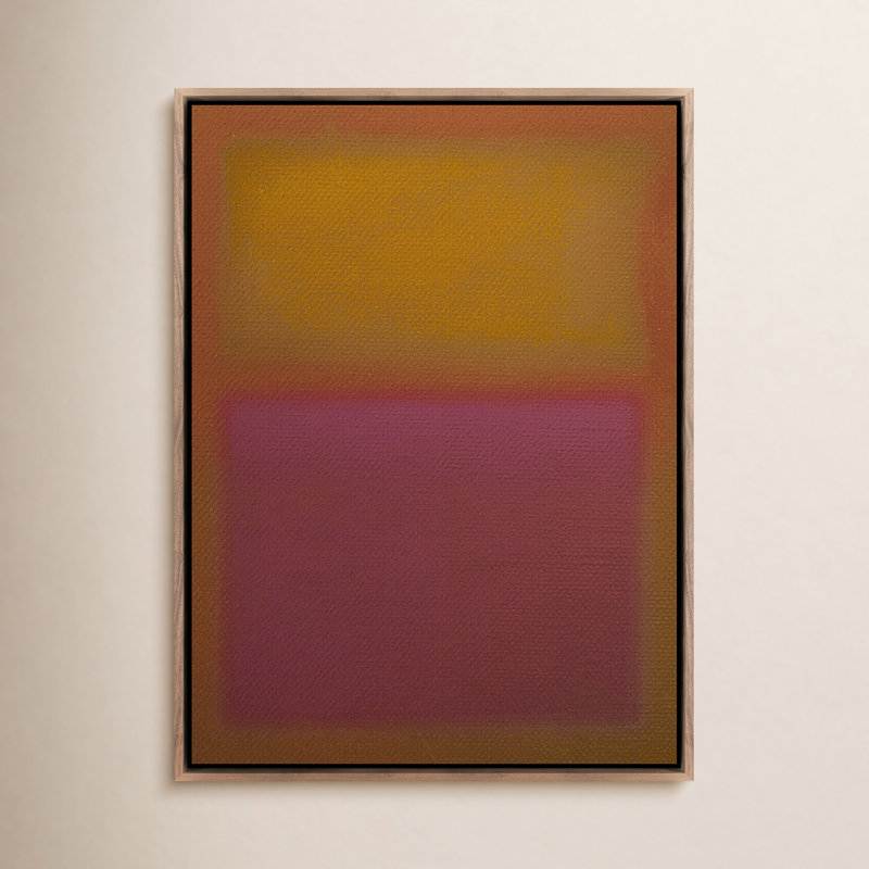 Composition Deep Painting by Charles Stuart, Red/Orange, 40" H x 30" W x 2" D, Dark Brown