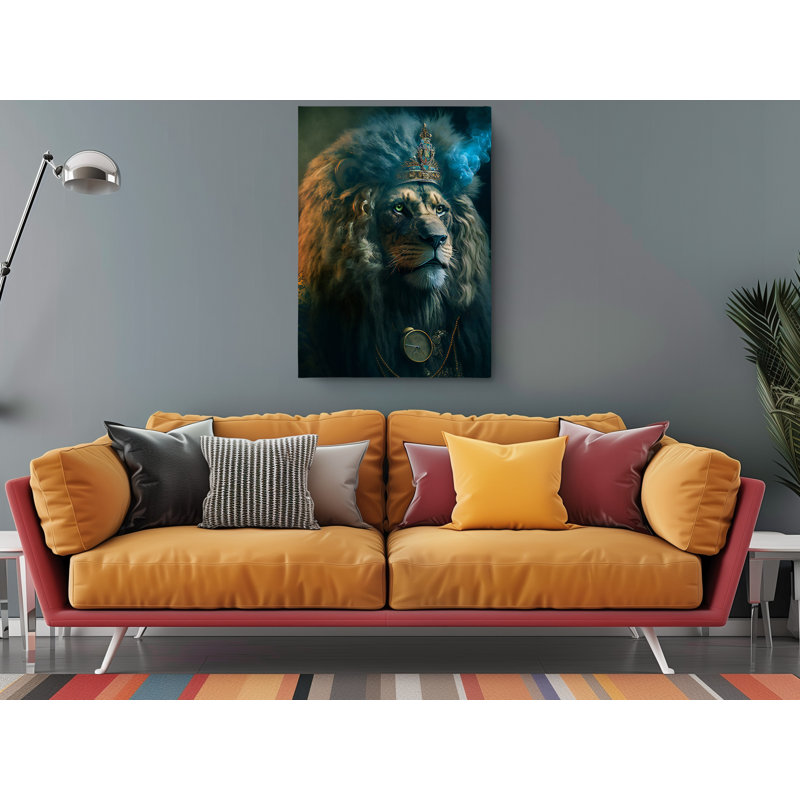 Jordane chaman guérisseur lion sur toile, H 36 po x l 24 po x P 1 po