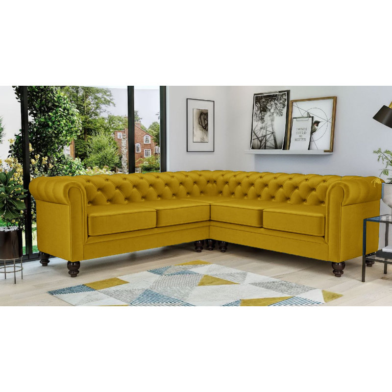 Veazey 213Cm Corner Sofa, Mustard