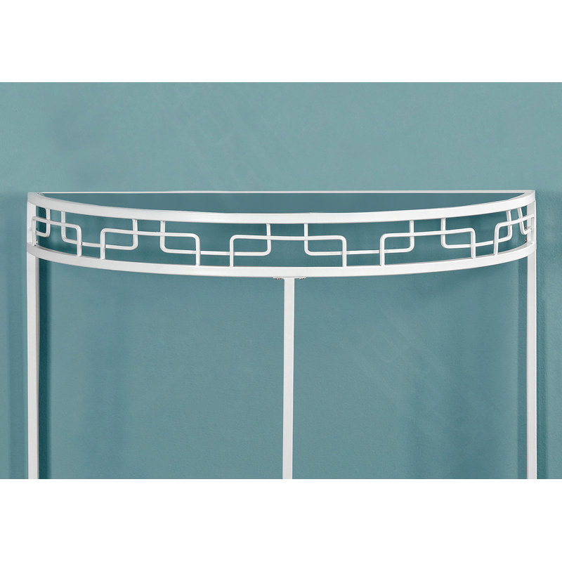 Accent Table, Console, Entryway, Narrow, Sofa, Clear Tempered Glass, White Metal