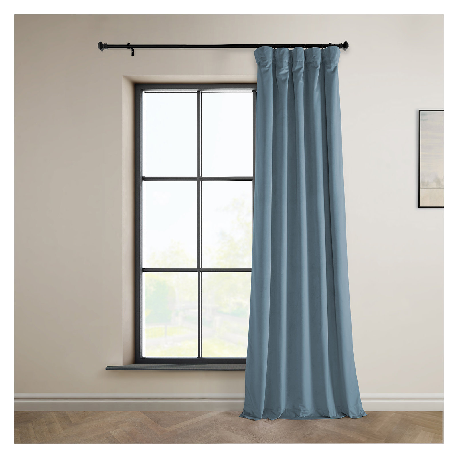 Matra Plush Velvet Curtains for Bedroom - Room Darkening Curtains for Living Room Window Single Panel, 50" W x 96" L