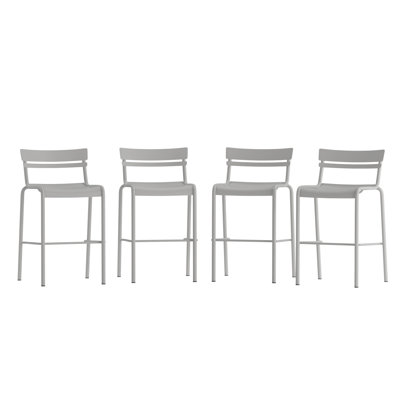 Jazavian Modern Commercial Grade 2 Slat Indoor/Outdoor Steel Bar Stool
