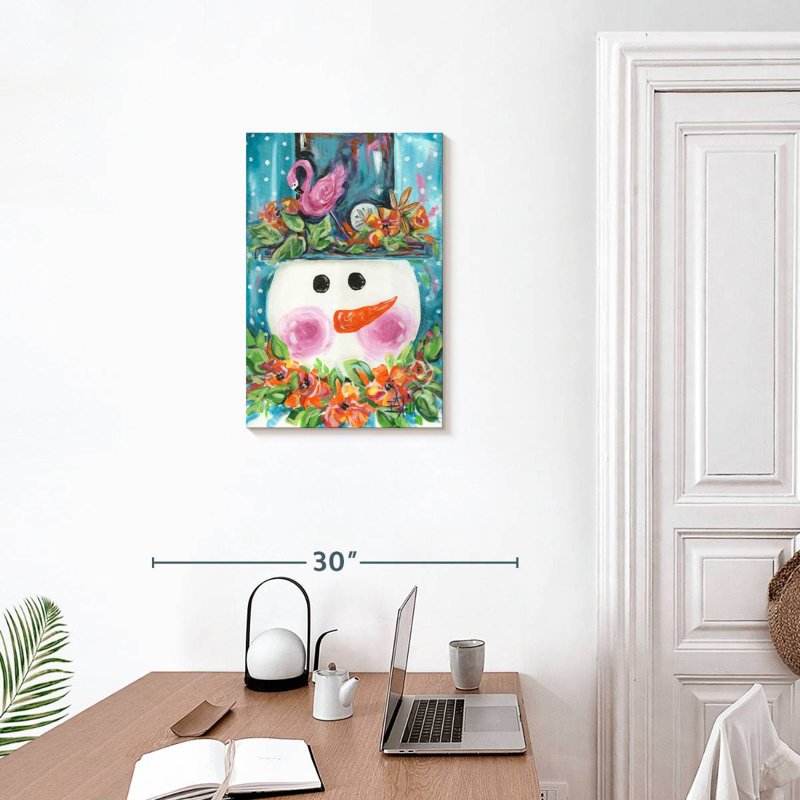 Bonhomme de neige avec chapeau flamant rose Lelend, H 24 po x l 16 po