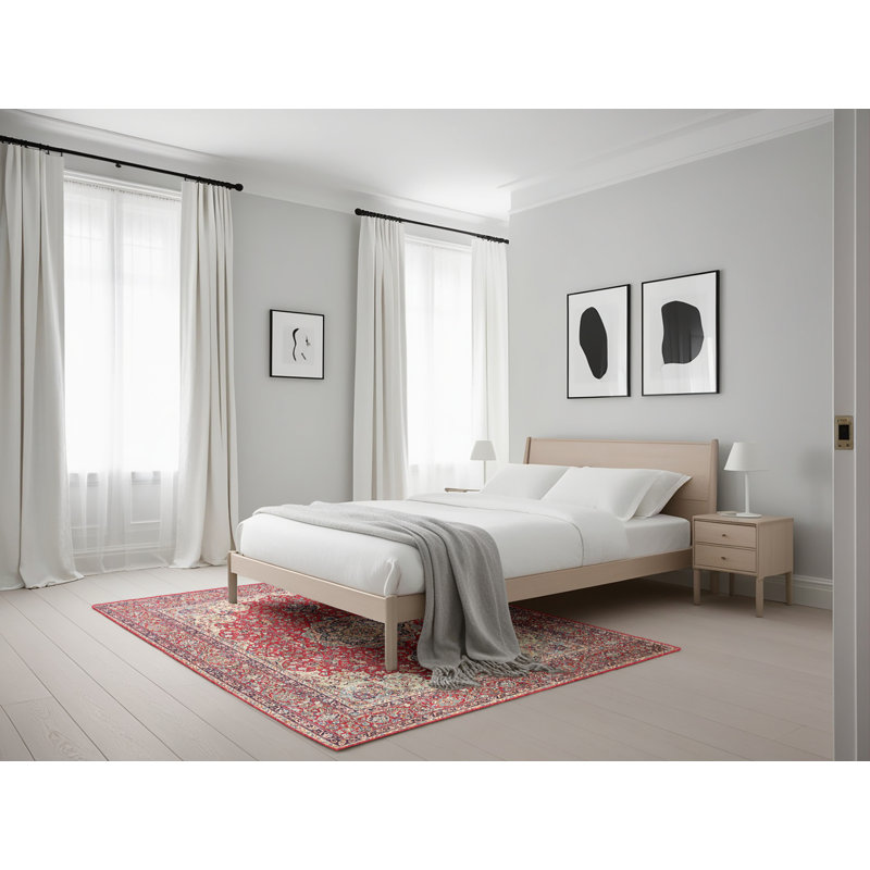 Tapis rouge/beige/gris traditionnel Raglen, Rectangle 5 pi x 7 pi
