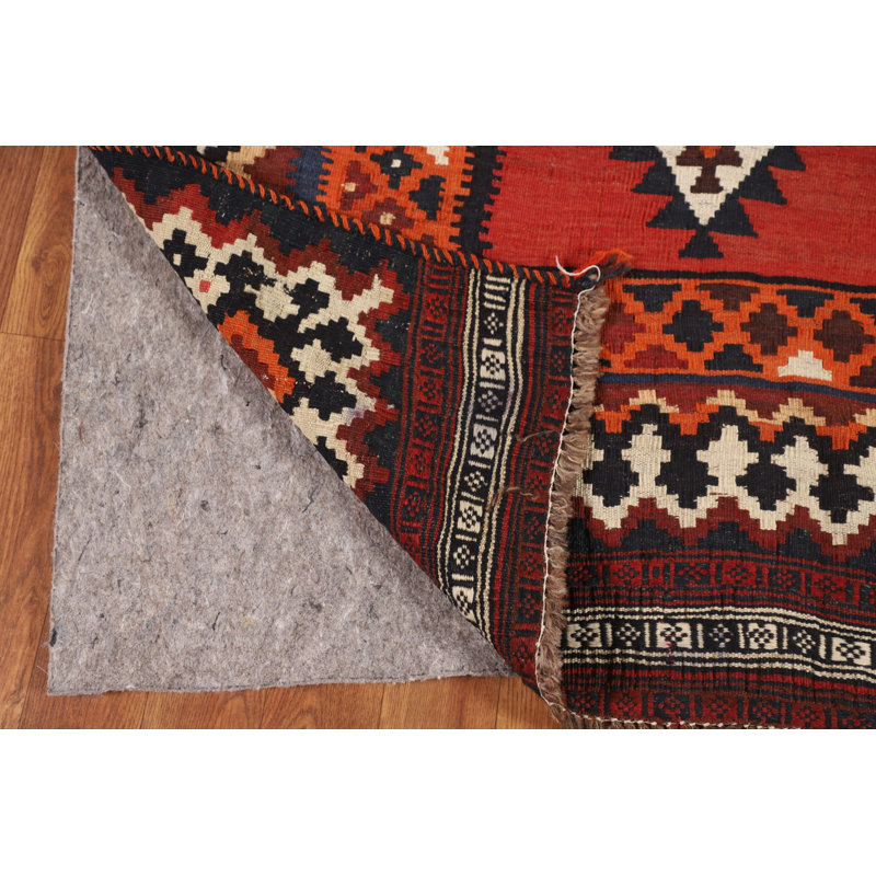 Tapis kilim en laine à tissage plat rouge 5 x 8