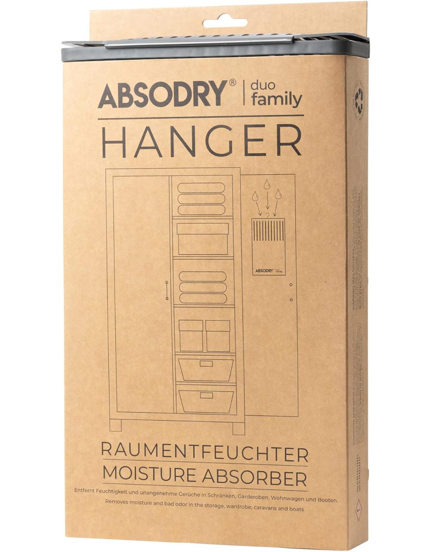 Absodry Duo Family Hanger Moisture Absorber Bag - Small Dehumidifier for Bedroom, Bathroom, Closet & RV - Scent Free Odour Eliminator for up to 90 Day