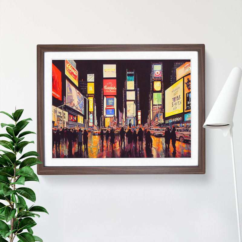 New York City Times Square Vol.1 - Single Picture Frame Print, 25cm H x 34cm W, Brown