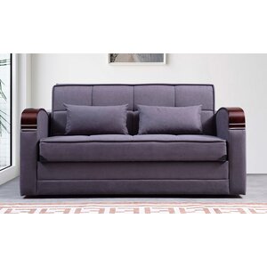 Latitude Run® Aigbojie Red Fabric Upholstered Convertible Sleeper Sofa ...