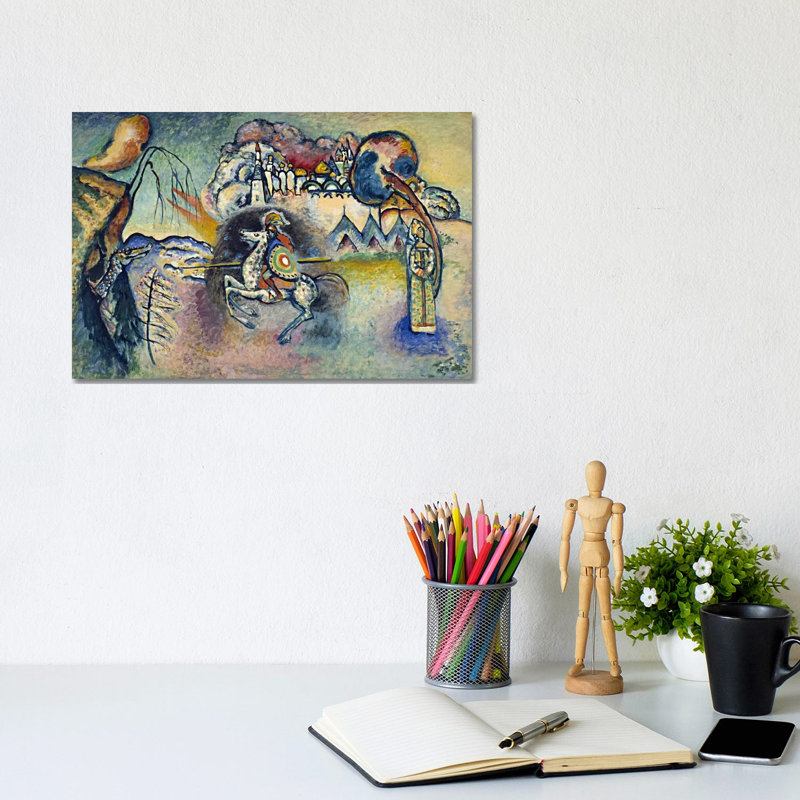 Saint George Rider And The Dragon by Wassily Kandinsky - Wrapped Canvas Painting, 20.32cm H x 30.48cm W x 1.91cm D