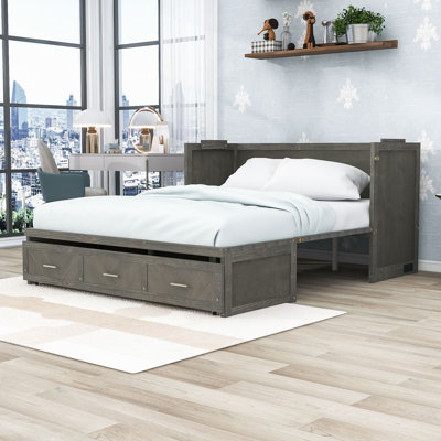 Queen Murphy Bed with USB Charging Station and Drawers