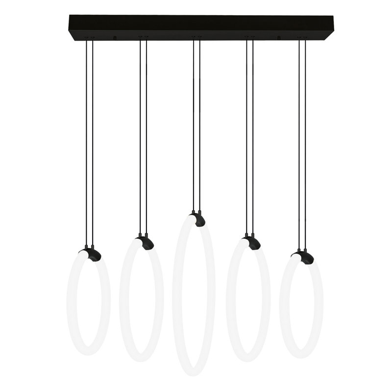 Lustre moderne à anneaux DEL 23 po 23 po - Luminaire suspendu horizontal pour îlot de cuisine, salle à manger ou bureau - DEL intégrée