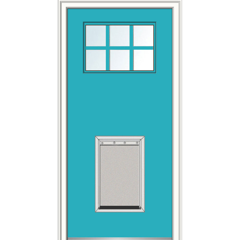 Porte d'entrée pré-montée en fibre de verre Craftsman, H 80 po x l 36 po x P 1,75 po, Ouverture à droite, Blanc brillant